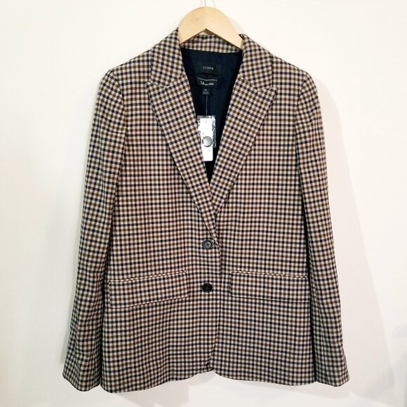 NWT – J Crew Women's Plaid Italian Stretch Wool Blazer – Tollegno 1900 – 8 TALL - Picture 1 of 14